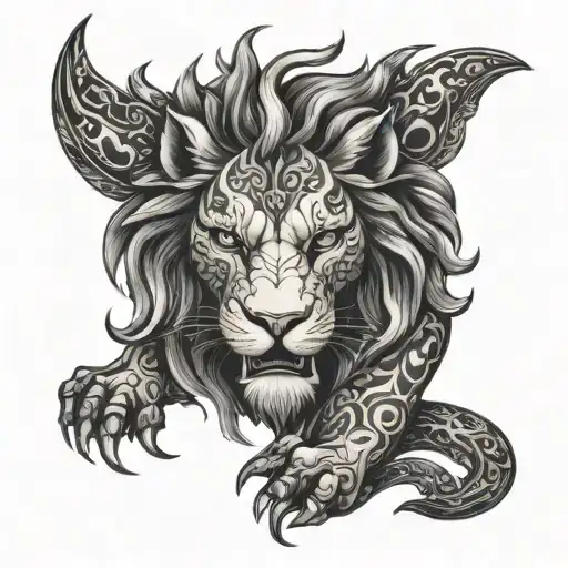 lion dragon tattoo design idea