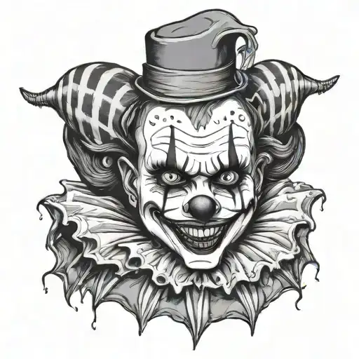 gothic clown woman from the front showing her teeth tattoo design idea
