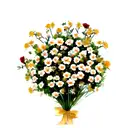 A rose bouquet with a daisy, a carnation, a daffodil, a hawthorne branch and a poppy tattoo design idea