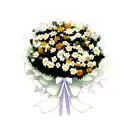 A rose bouquet with a daisy, a carnation, a daffodil, a hawthorne branch and a poppy tattoo design idea