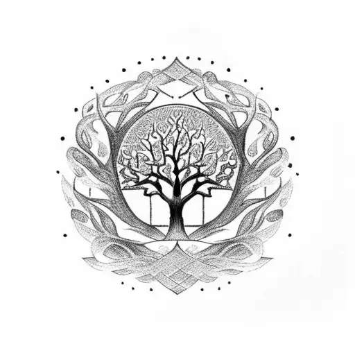 Tree of Life with Initials on it  tattoo design idea