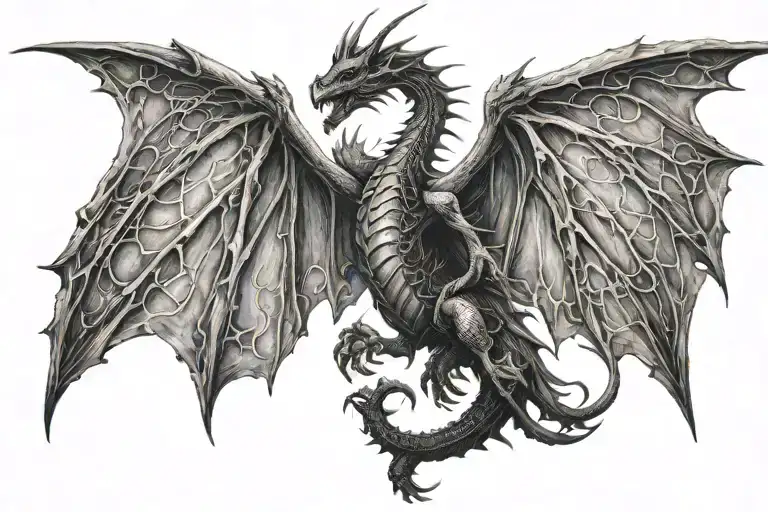 dragon like demon wings tattoo design idea