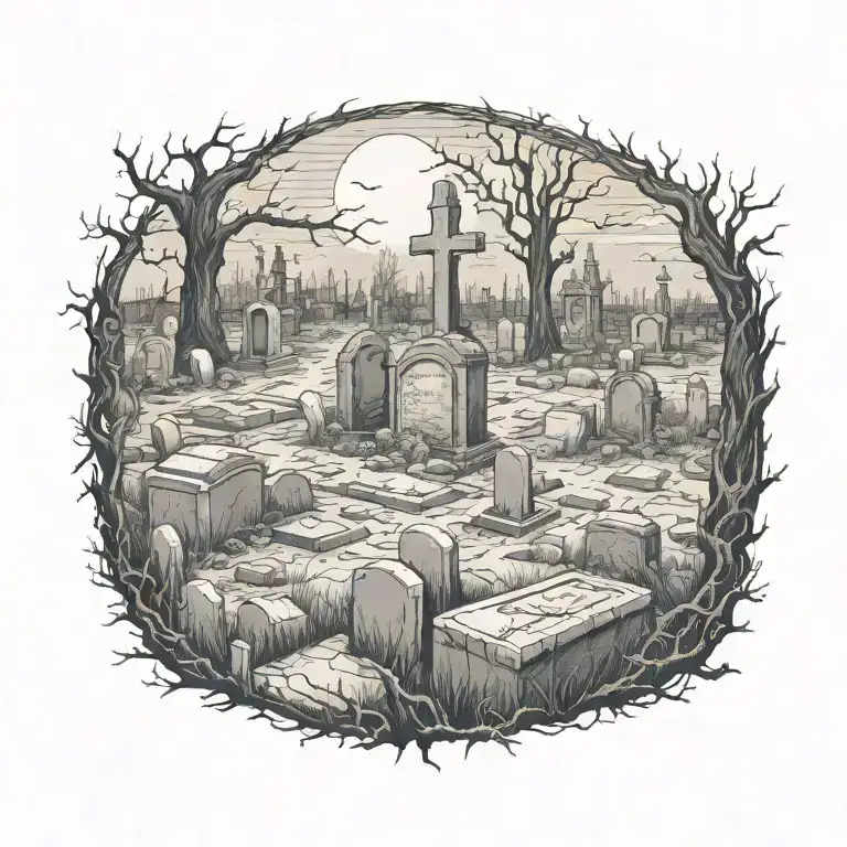 grave yard scene more detailed tattoo design idea