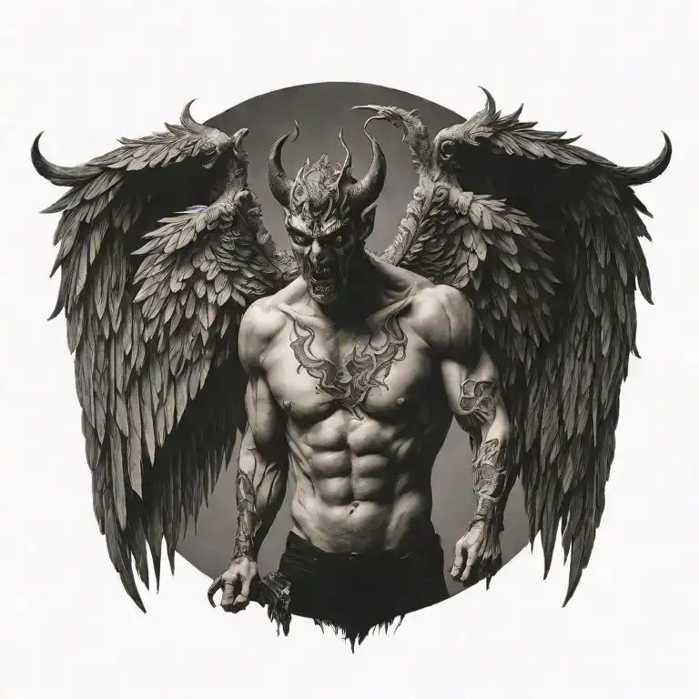 demon with wings  tattoo design idea
