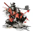 Samurai warrior meditating tattoo design idea