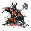 Samurai warrior meditating tattoo design idea