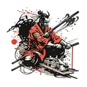 Samurai warrior meditating tattoo design idea