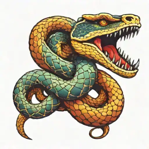 a big snake wrapped around a person's neck tattoo design idea
