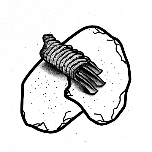 ribs. a rock. roots tattoo design idea