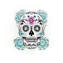 flower sugar skull  tattoo design idea