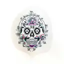 flower sugar skull  tattoo design idea