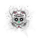 flower sugar skull  tattoo design idea