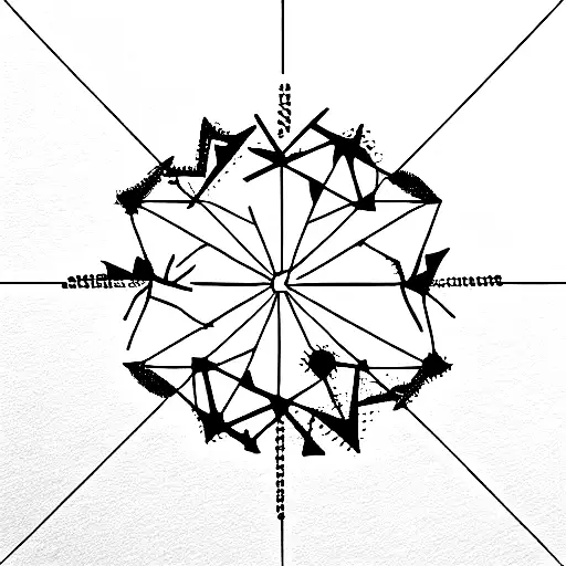 geometric snow flake and wheat tattoo design idea