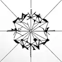 geometric snow flake and wheat tattoo design idea