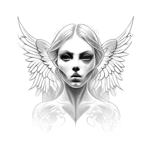 faceless angel tattoo design idea