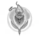 Phoenix with Anubis and a Serpent tattoo design idea