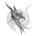 Phoenix with Anubis and a Serpent tattoo design idea