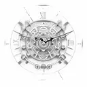 mechanical clock tattoo design idea