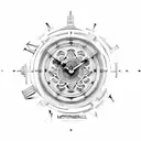 mechanical clock tattoo design idea
