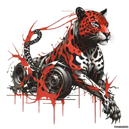 mechanical jaguar tattoo design idea