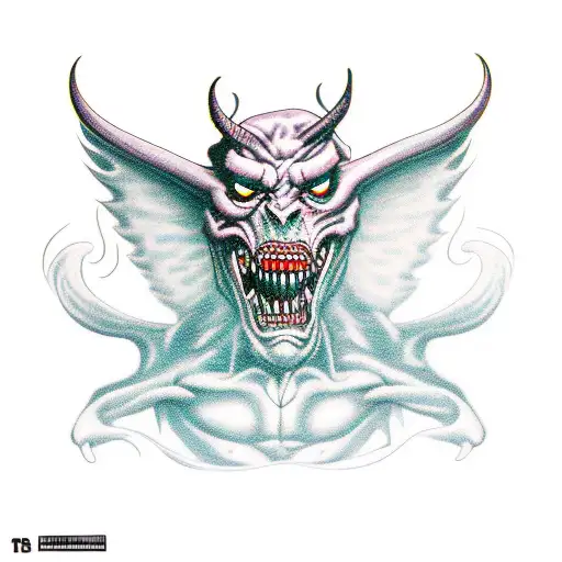 demon smoking weed tattoo design idea