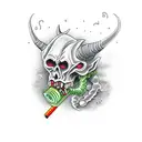 demon smoking weed tattoo design idea