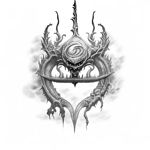 Bloodborne Moonlight Greatsword impaling serpant tattoo design idea