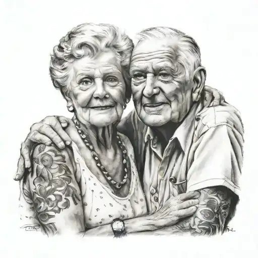 family nan and grandad tattoo design idea