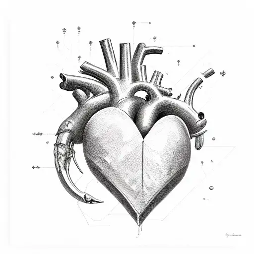 cyber sigilism heart tattoo design idea