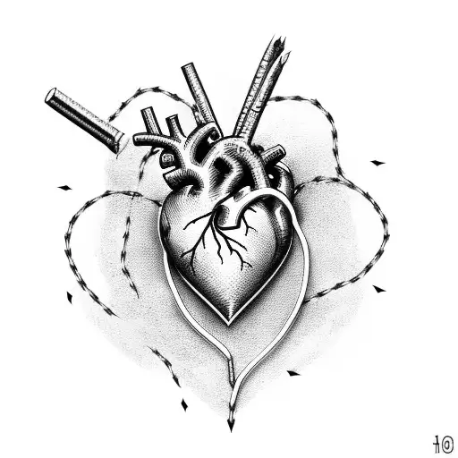 heart made out of barbed wire tattoo design idea