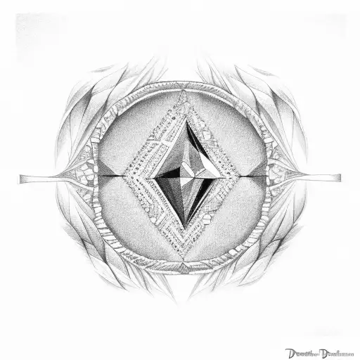 diamond ringed feathers tattoo design idea