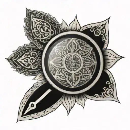 mandala with Christian Saint Benedict medal tattoo design idea
