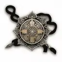 mandala with christian saint benedict medal tattoo design idea