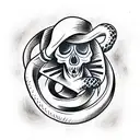 skull and snake tattoo design idea