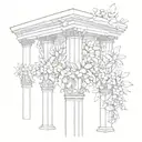 Incorporate architectural elements like columns and arches into a floral design tattoo design idea