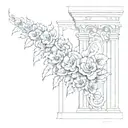 Incorporate architectural elements like columns and arches into a floral design tattoo design idea