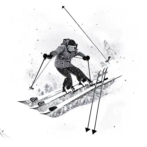 A skier gracefully carving down a snow-covered mountain tattoo design idea