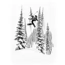 A skier gracefully carving down a snow-covered mountain tattoo design idea