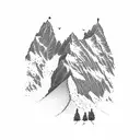 A skier gracefully carving down a snow-covered mountain tattoo design idea
