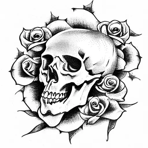 Skull and Roses tattoo design idea