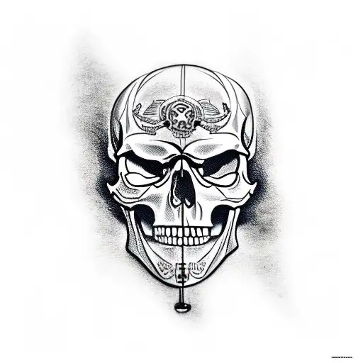 skull with two Revolver gun tattoo design idea