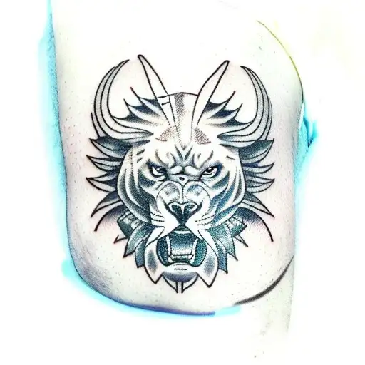 tatoo of Zeus designed for the forearm and badass, I want his eyes to be blue tattoo design idea