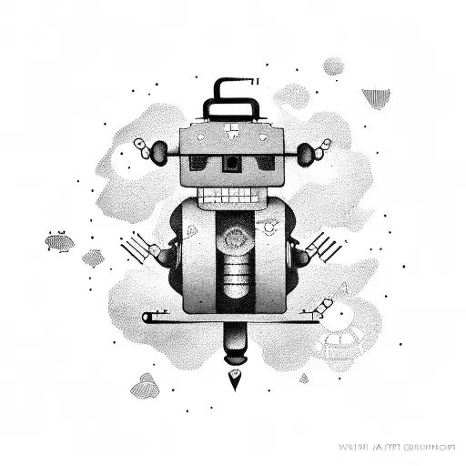 robot machine arm tattoo design idea