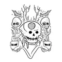 simple, small mysterius creepy scary dark style  tattoo design idea