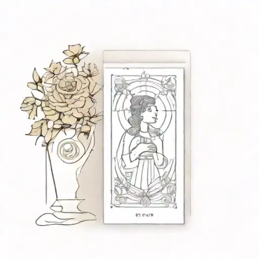 Minimalist Tattoo Style with High priestess tarot card without the woman tattoo design idea