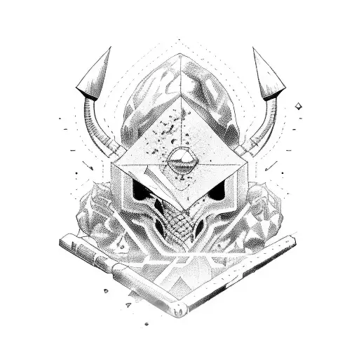 a man fighting off 2 dark figueres with a weapon representing knowlage tattoo design idea