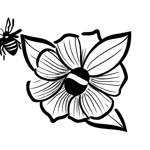 lily flower with a lady bug and a bee tattoo design idea