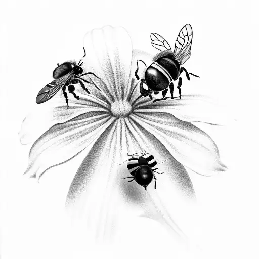 lily flower with a lady bug and a bee tattoo design idea