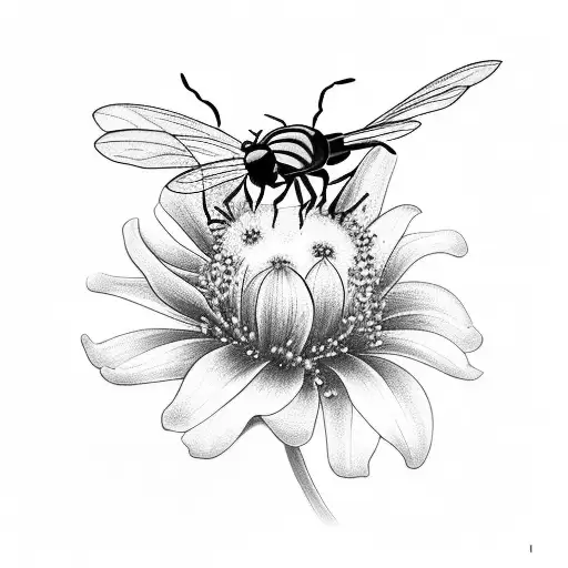 lily flower with a lady bug and a bee tattoo design idea