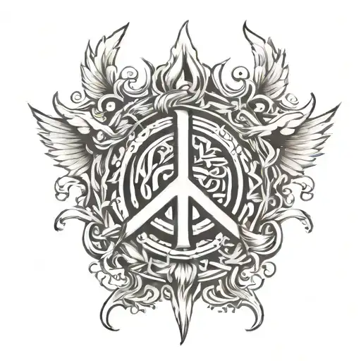 power & peace sign tattoo design idea
